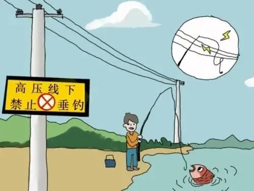 男子在高压线下钓鱼触电倒地被烧伤